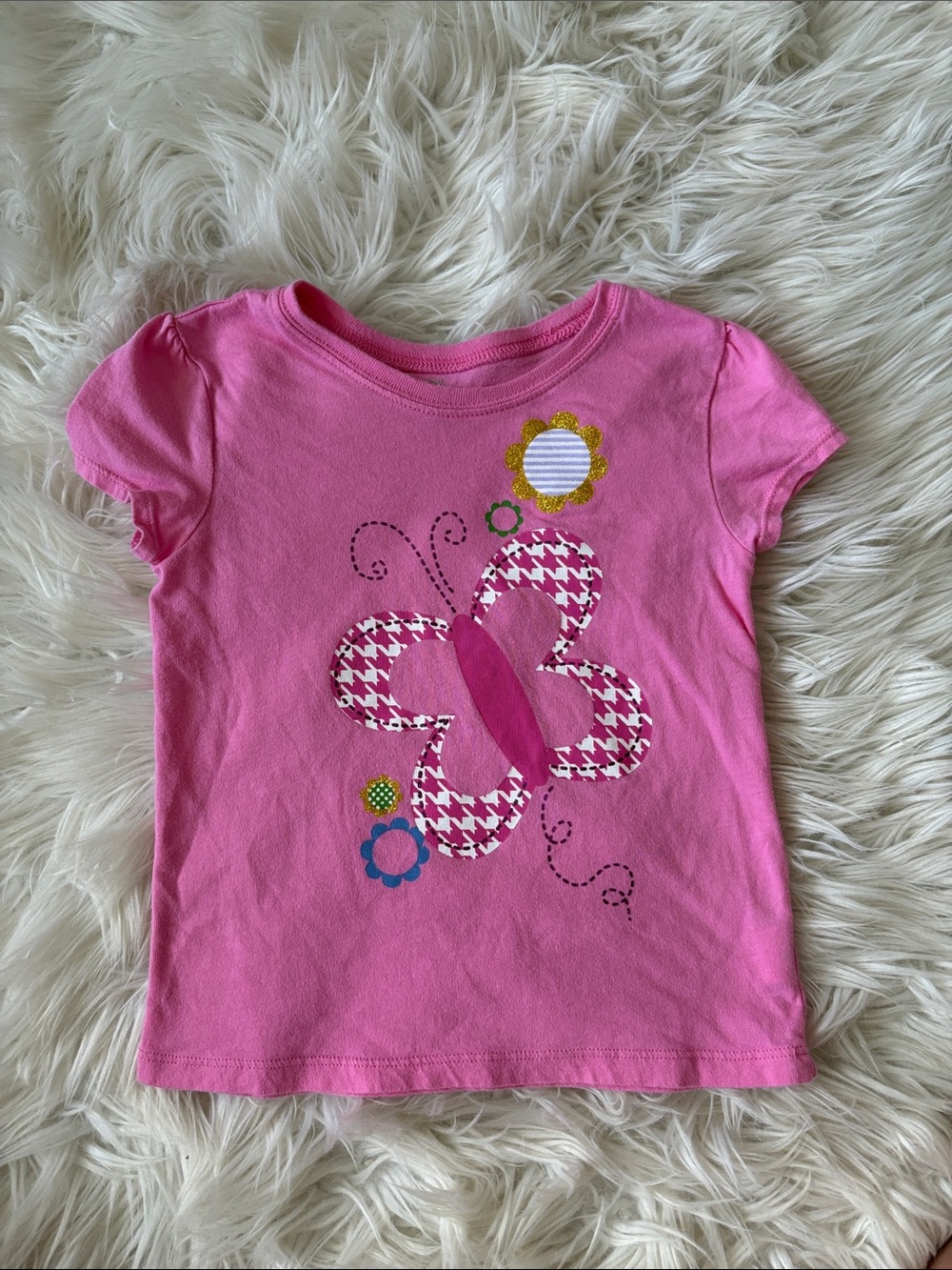 The Children's Place Pink Short Sleeve Tee with Butterfly & Flowers